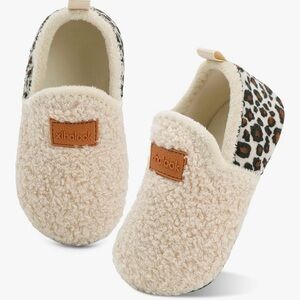 Cream and Leopard Kids Shoes